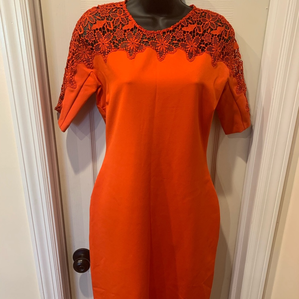 Zara lace neck cocktail dress